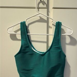 Women's Green Ribbed Swim Top